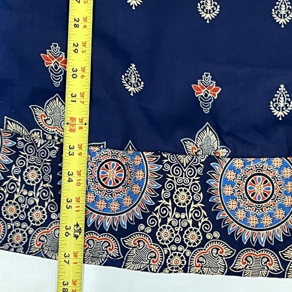 Lapogee India Blue Gold Polyester Dress New With Tags Women Size XL - Picture 13 of 16